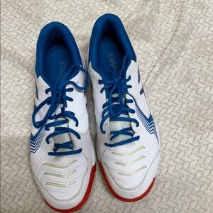 Asics White and Blue Sneakers with Red Accents